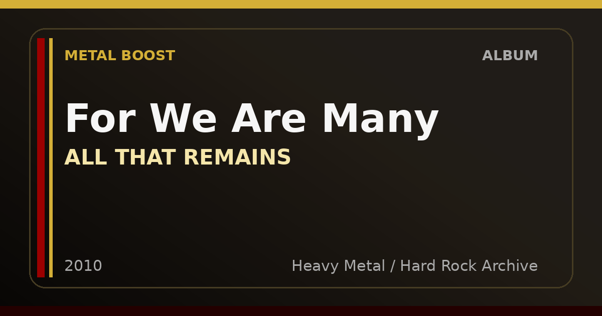 For We Are Many – ALL THAT REMAINS | METAL BOOST album visual